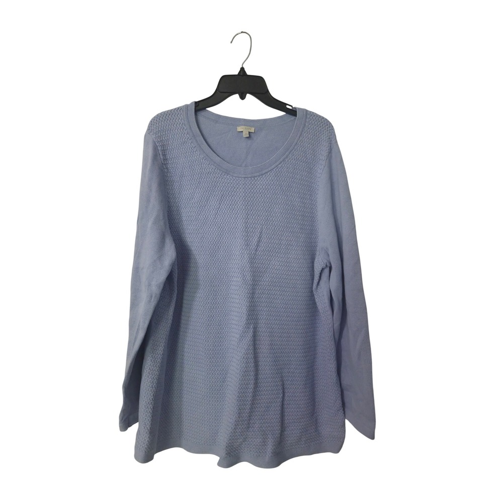 Talbots Plus Womens 2X purple Chevron Textured Front Crew Neck Sweater Knit